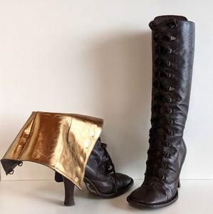 90s D&G boho lace up knee boots 37